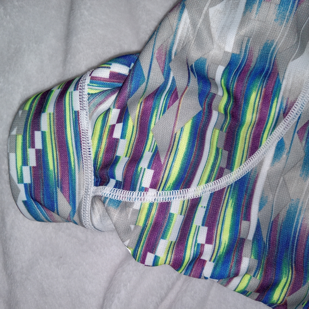 FILA Quarter Zip Pullover Geometric Neon Colors Fleece Lined Womens Size Large - Picture 15 of 15
